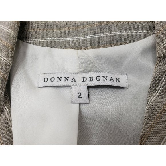 Donna Degnan Womens Blazer Jacket Long Sleeve Single Button Striped Grey Size 2 - Picture 3 of 8